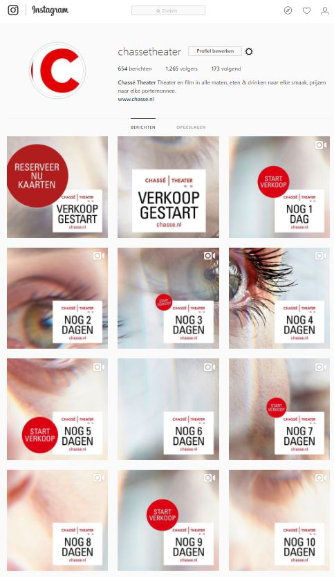 Screenshot Instagram feed Chassé Theater