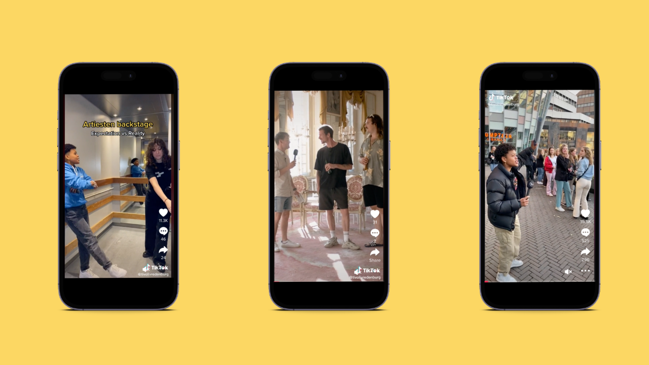 Beeldfragmenten van TikTok-team TivoliVredenburg.